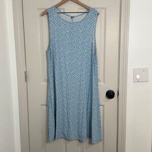 Old Navy Maxi Dress Womens XXL Tall Blue White Floral Cottage Core Feminine